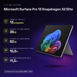 Tablet Microsoft Surface Pro 13 platino con pantalla OLED 13 pulgadas 120Hz, bisel delgado y soporte trasero tipo kickstand; diseño premium y delgado