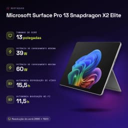 Tablet Microsoft Surface Pro 13 plateada con pantalla OLED 13 pulgadas 120Hz, bisel fino y soporte trasero tipo kickstand, diseño premium y delgado WiFi 7