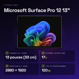 Tableta Microsoft Surface Pro 12 13 pulgadas en color platino con pantalla OLED táctil, biseles finos, resolución 2880x1920 y diseño premium elegante