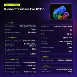 Microsoft Surface Pro 12 13 pulgadas en platino con pantalla OLED táctil PixelSense Flow 2880x1920, diseño de aluminio delgado y acabado premium
