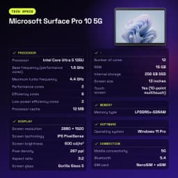 Microsoft Surface Pro 10 16GB/256GB Platine Platine
