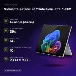 Tablet Microsoft Surface Pro 11 Intel Core Ultra 7 266V 16GB/512GB 13 polegadas 120Hz Táctil Platina - características, 16 GB