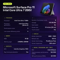 Tablet Microsoft Surface Pro 11 Intel Core Ultra 7 266V 16GB/512GB 13 polegadas 120Hz Táctil Platina - características, 10 MP