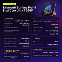 Tablet Microsoft Surface Pro 11 Intel Core Ultra 7 266V 16GB/512GB 13 polegadas 120Hz Táctil Platina - 209 mm