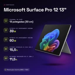 Microsoft Surface Pro 12 13 pulgadas 32GB/256GB PixelSense Flow 120Hz Snapdragon X Plus WiFi 7 Platino - WiFi 7.0