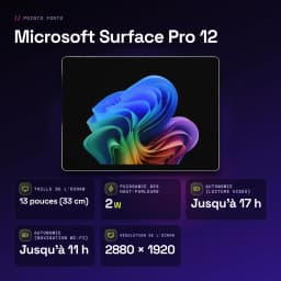 Microsoft Surface Pro 12 16GB/256GB 13 pulgadas OLED 120Hz Intel Core Ultra 7 366H 17h Platino - características, 4,8 GHz