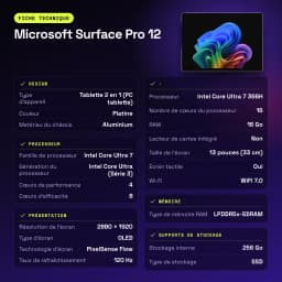 Microsoft Surface Pro 12 16GB/256GB 13 pulgadas OLED 120Hz Intel Core Ultra 7 366H 17h Platino - características, 16 GB