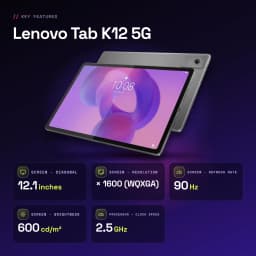Lenovo Tab K12 5G 12Go/256Go Gris 12,1 pouces IPS 90Hz Dimensity 6400 10200mAh - caractéristiques, 90 Hz
