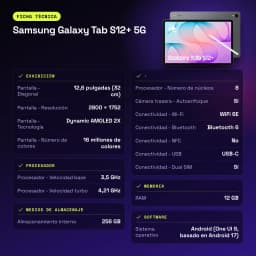 Samsung Galaxy Tab S12+ 5G 12GB/256GB Cinzento S Pen incluída 12,6 polegadas Dynamic AMOLED 2X 10600mAh - USB-C