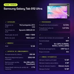 Samsung Galaxy Tab S12 Ultra 12GB/256GB Cinzento S Pen 14,6 polegadas Dynamic AMOLED 2X 11600mAh - características, 12 MP