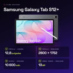 Samsung Galaxy Tab S12+ 12GB/256GB Gris S Pen incluido 12,6 pulgadas Dynamic AMOLED 2X 10600mAh - características