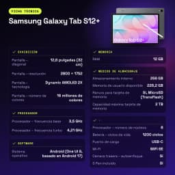Samsung Galaxy Tab S12+ 12GB/256GB Gris S Pen incluido 12,6 pulgadas Dynamic AMOLED 2X 10600mAh - características, 4,21 GHz