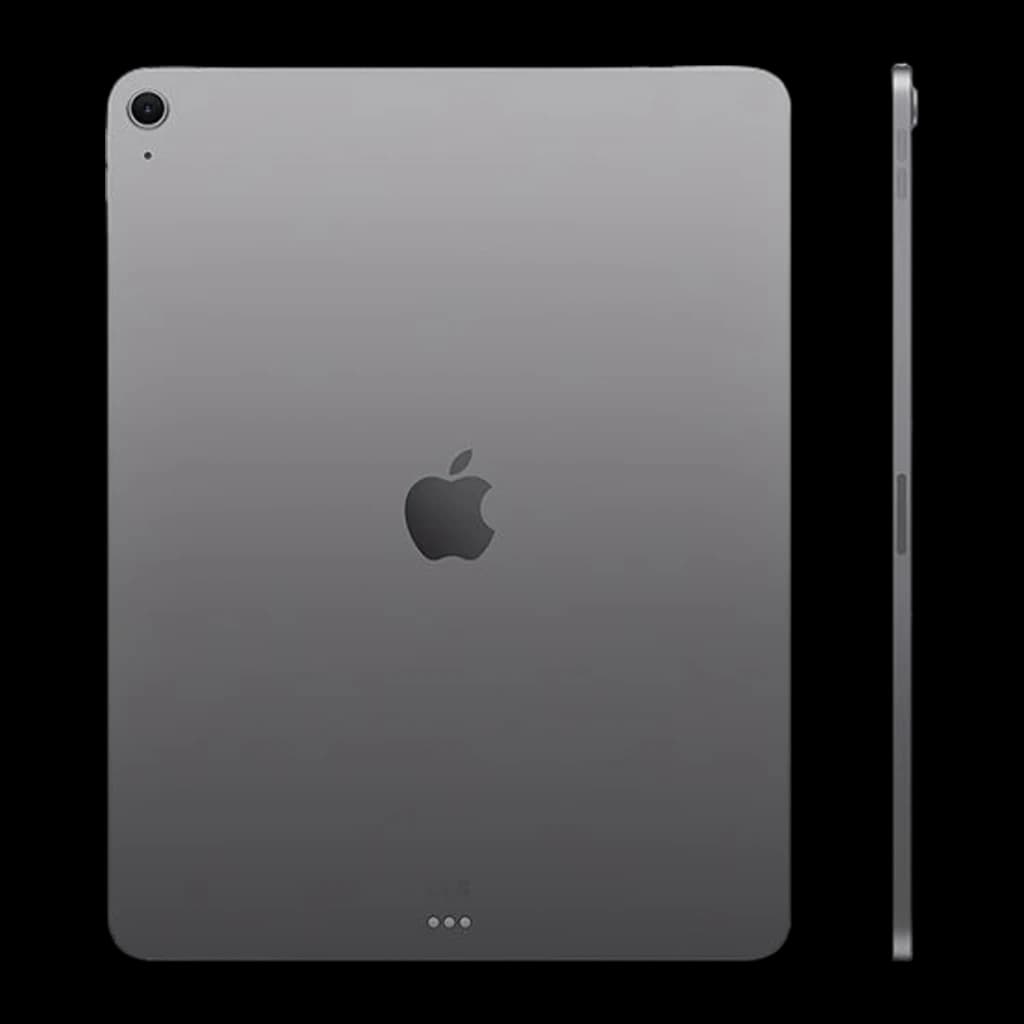 Apple iPad Air M4 13 pouces 128 Go Gris Sidéral 5G - logo Apple, caméra arrière et finesse du châssis