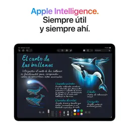Apple iPad Air M4 13 pouces 128 Go Gris Sidéral 5G - app de notes avec illustration d'orques et Apple Intelligence