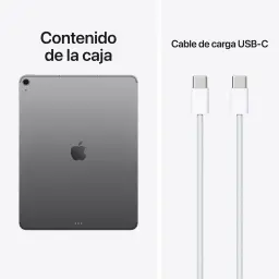 Apple iPad Air M4 13 pouces 128 Go Gris Sidéral 5G - vue arrière et câble USB-C tressé inclus