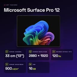 Microsoft Surface Pro 12 16GB/256GB Negro 13 pulgadas OLED 120Hz Intel Core Ultra 7 366H WiFi 7 - características, 18 MB