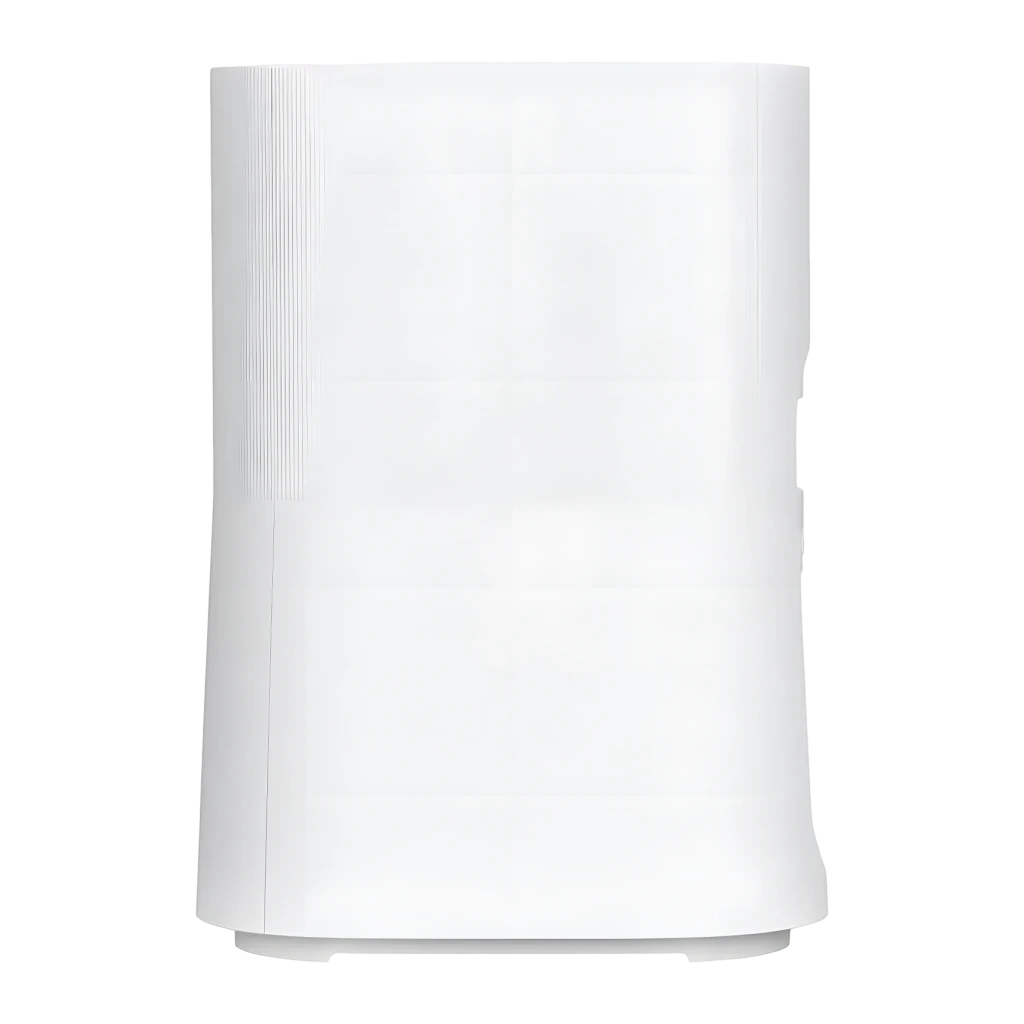 Routeur ZTE G5B2 5G AX3600 Blanc WiFi 6 Double Bande, vue latérale: boîtier blanc avec fentes de ventilation et profil
