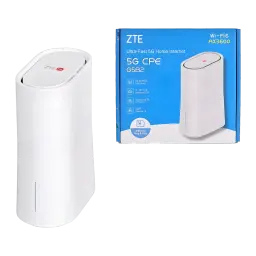 Routeur ZTE G5B2 5G AX3600 Blanc WiFi 6 Double Bande - appareil et packaging bleu 5G CPE
