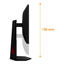 Écran AOC G4 24,5 pouces 400Hz FHD Fast IPS 1ms GTG Rouge 25G4KUR, vue latérale: réglage en hauteur de 130 mm, pied