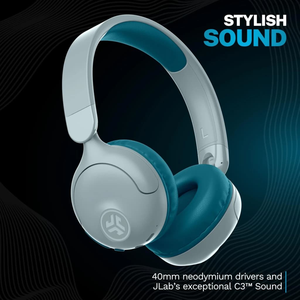 Auriculares de diadema JLab JBuddies Pop Cancelación de Ruido Bluetooth 5.2 Verde Azulado - almohadillas teal