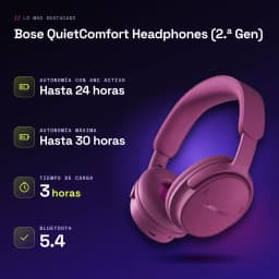 Auriculares de diadema Bose QuietComfort Headphones (2.ª Gen) Cancelación de Ruido Malva - características