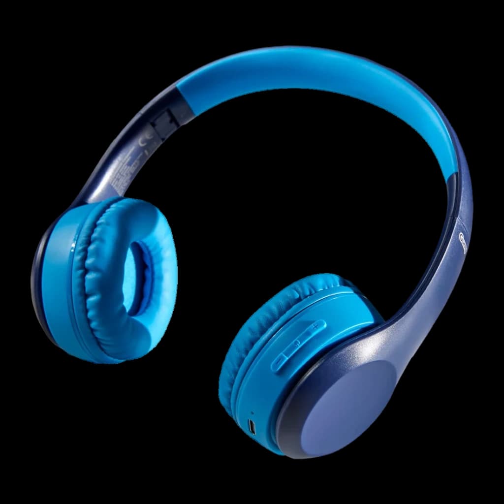 Casque JVC HA-KG10BT-A Gumy Kids Arceau Bluetooth 5.4 8h Bleu - coussinets rembourrés et boutons latéraux en bleu