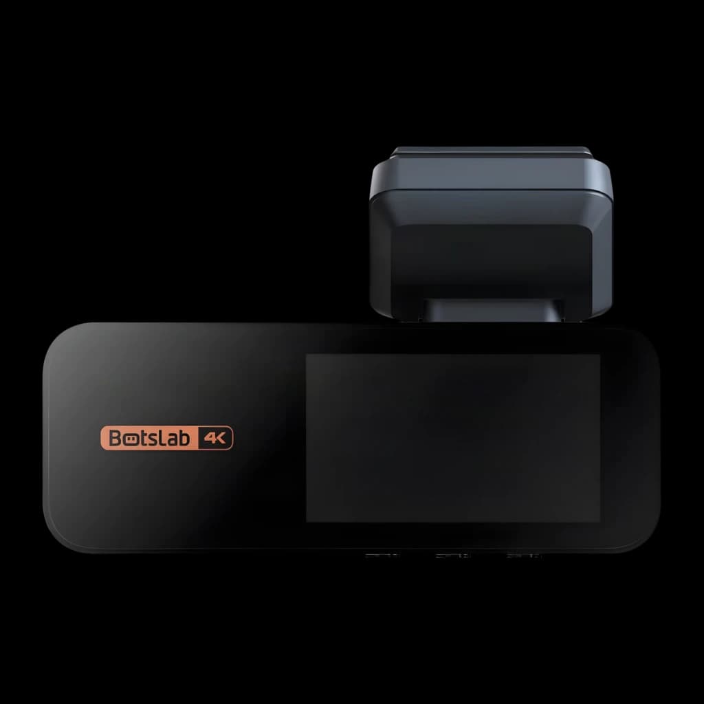 Dashcam Botslab G980H Pro Preto 2CH 4K + 2K GPS - ecrã e logótipo BotsLab 4K com câmara traseira acima