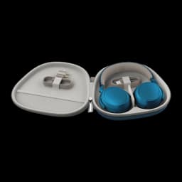 Casque Sennheiser Momentum 4 Wireless Réduction de Bruit ANC Arceau Bluetooth 5.2 - casque bleu plié avec câbles