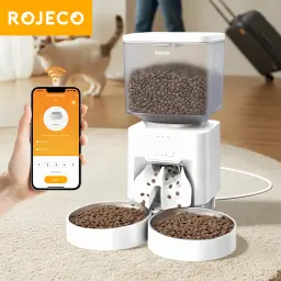 Distributeur Automatique Rojeco Double 4,5L WiFi App Blanc - application mobile avec contrôle WiFi et deux bols