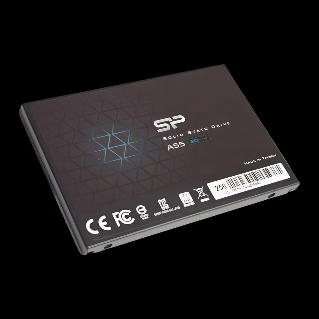 SSD Silicon Power Ace A5X 256 Go 2,5 pouces SATA III Noir - étiquette avec logo SP, modèle A55 3D NAND