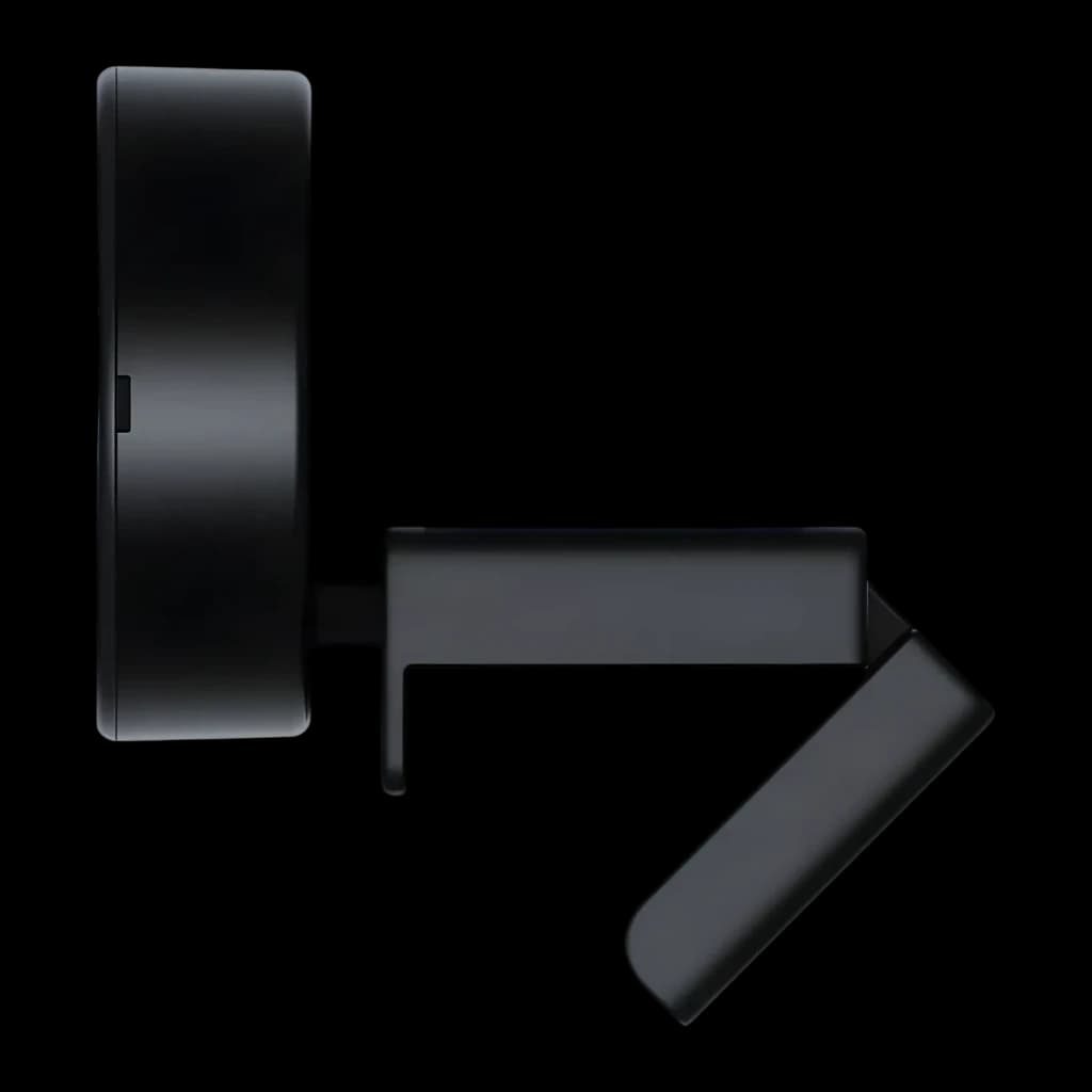 Webcam eMeet C950 4K Micrófono con IA Negro - cuerpo circular, soporte articulado y clip de sujeción desplegado