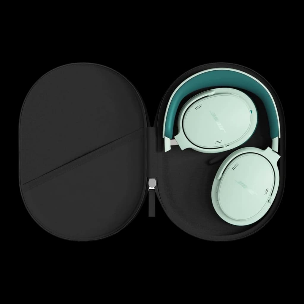 Casque Bose QuietComfort Headphones 2e Gén Réduction de Bruit Active Vert Menthe - casque plié dans étui noir