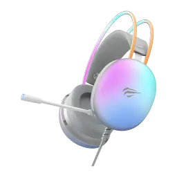 Auriculares Gaming Havit Micrófono Boom Blanco H2037D - iluminación RGB en arco y cápsula auricular