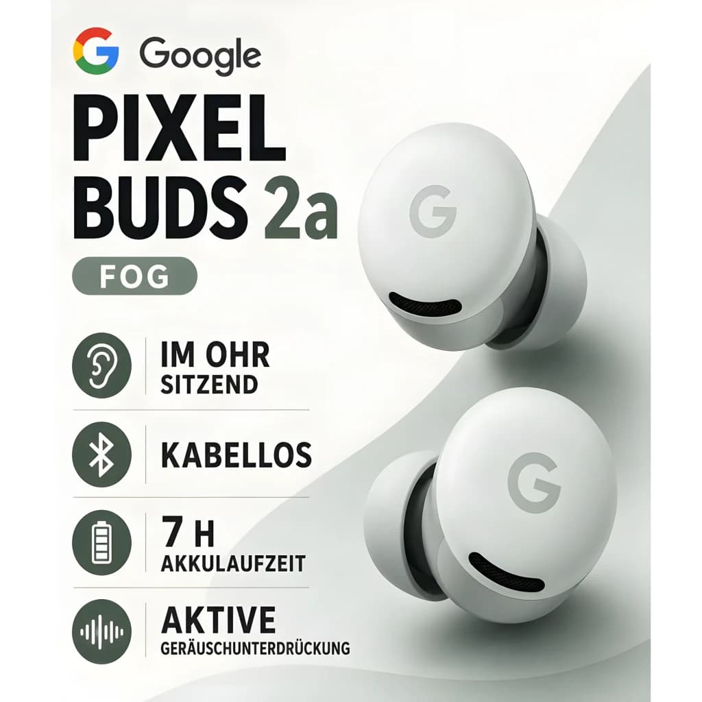 Auriculares Google Pixel Buds 2a Cancelación de Ruido In-Ear TWS Bluetooth 5.4 Gris - dos auriculares color