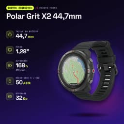 Polar Grit X2 44,7mm GPS 50ATM 168h Preto - características, 32 GB