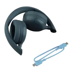 Auriculares de diadema JLab Audio Studio 2 Bluetooth 5.4 Azul - auriculares plegados y cable USB-C azul