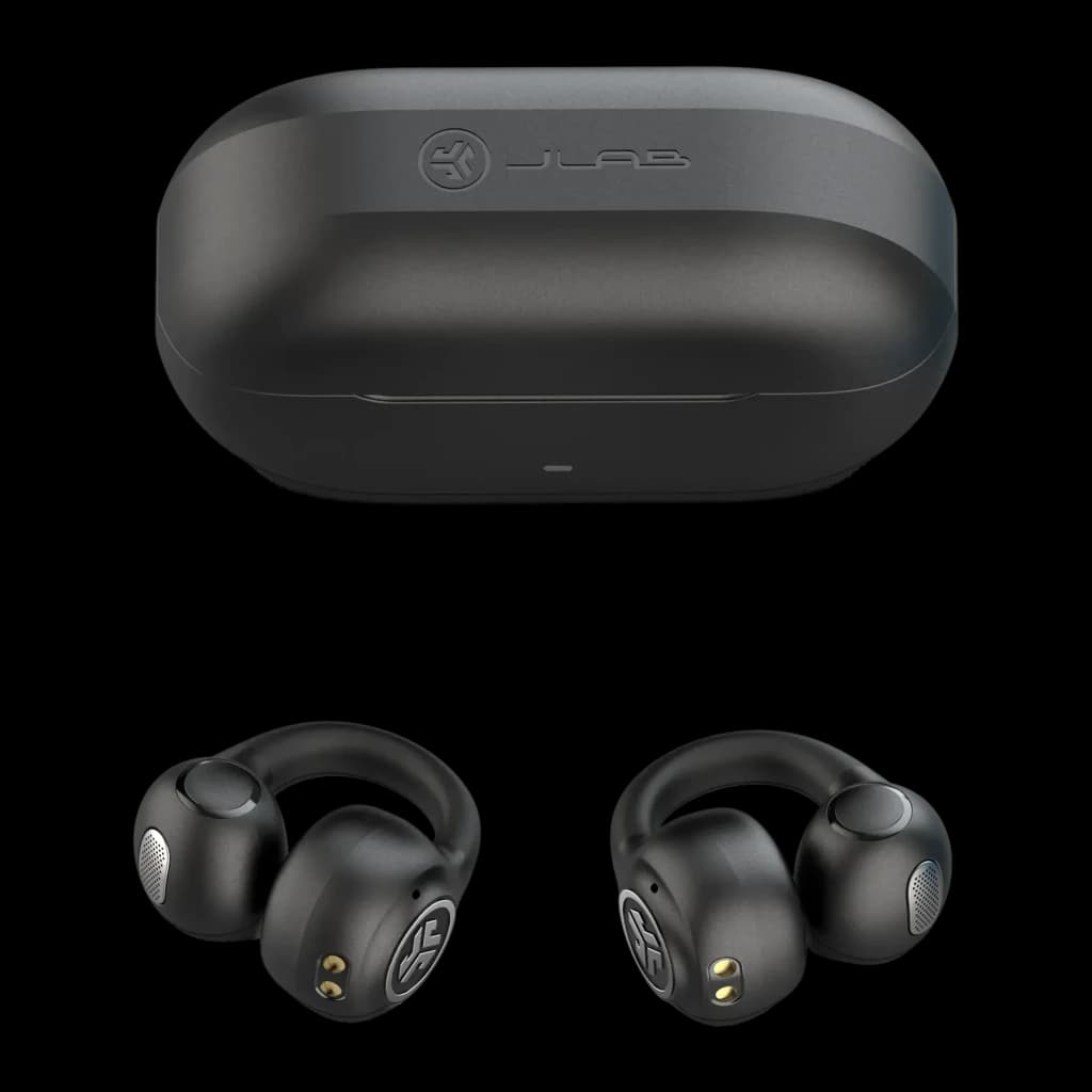 Auriculares JLab Flex ENC TWS In-Ear Bluetooth 5.4 Negro - estuche cerrado con logo y dos earbuds con clip