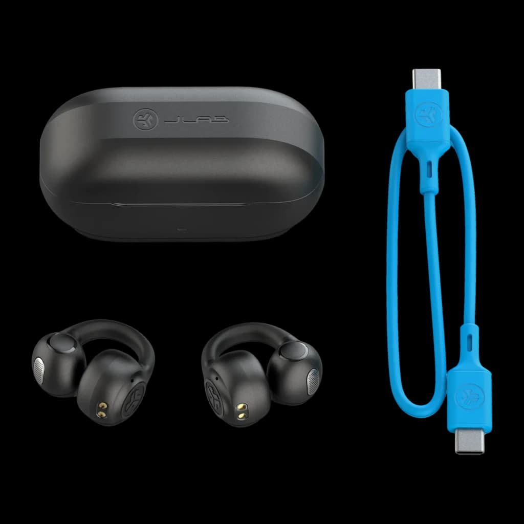 Auriculares JLab Flex ENC TWS In-Ear Bluetooth 5.4 Negro - estuche negro, dos auriculares y cable USB-C