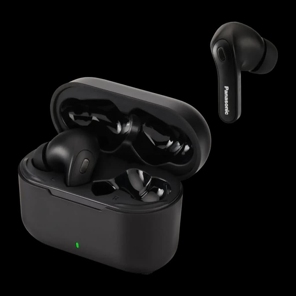 Auriculares true wireless Panasonic Cancelamento de Ruído Híbrido TWS Bluetooth 5.3 Preto RZ-B310W - estojo