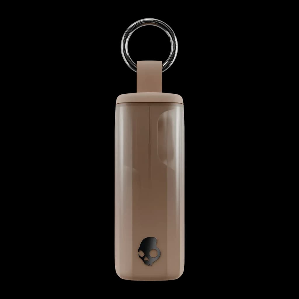 Écouteurs sans fil TWS Skullcandy Method 360 ANC Réduction de Bruit Beige - vue de face de l'étui beige avec anneau