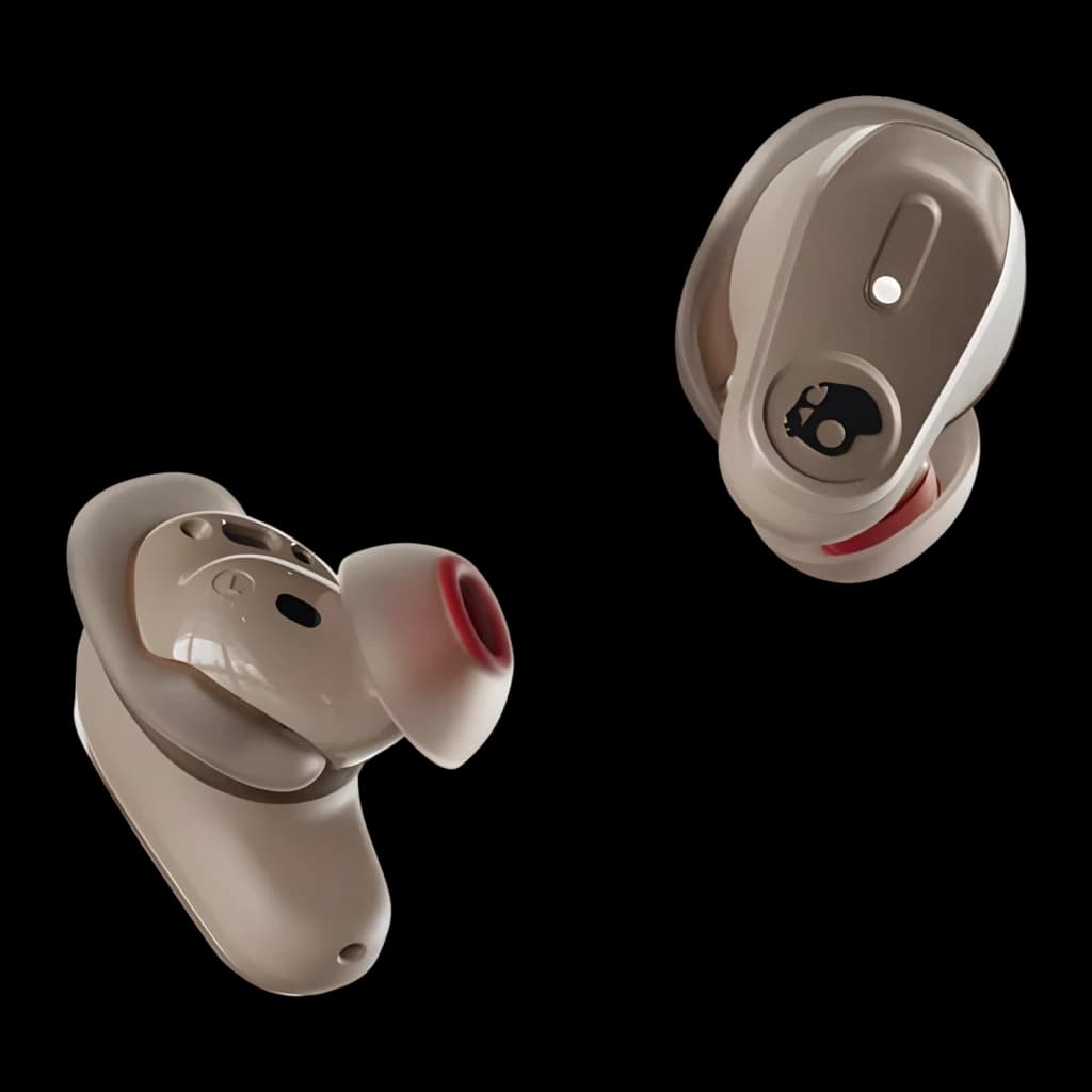 Écouteurs sans fil TWS Skullcandy Method 360 ANC Réduction de Bruit Beige - deux écouteurs flottants, logo