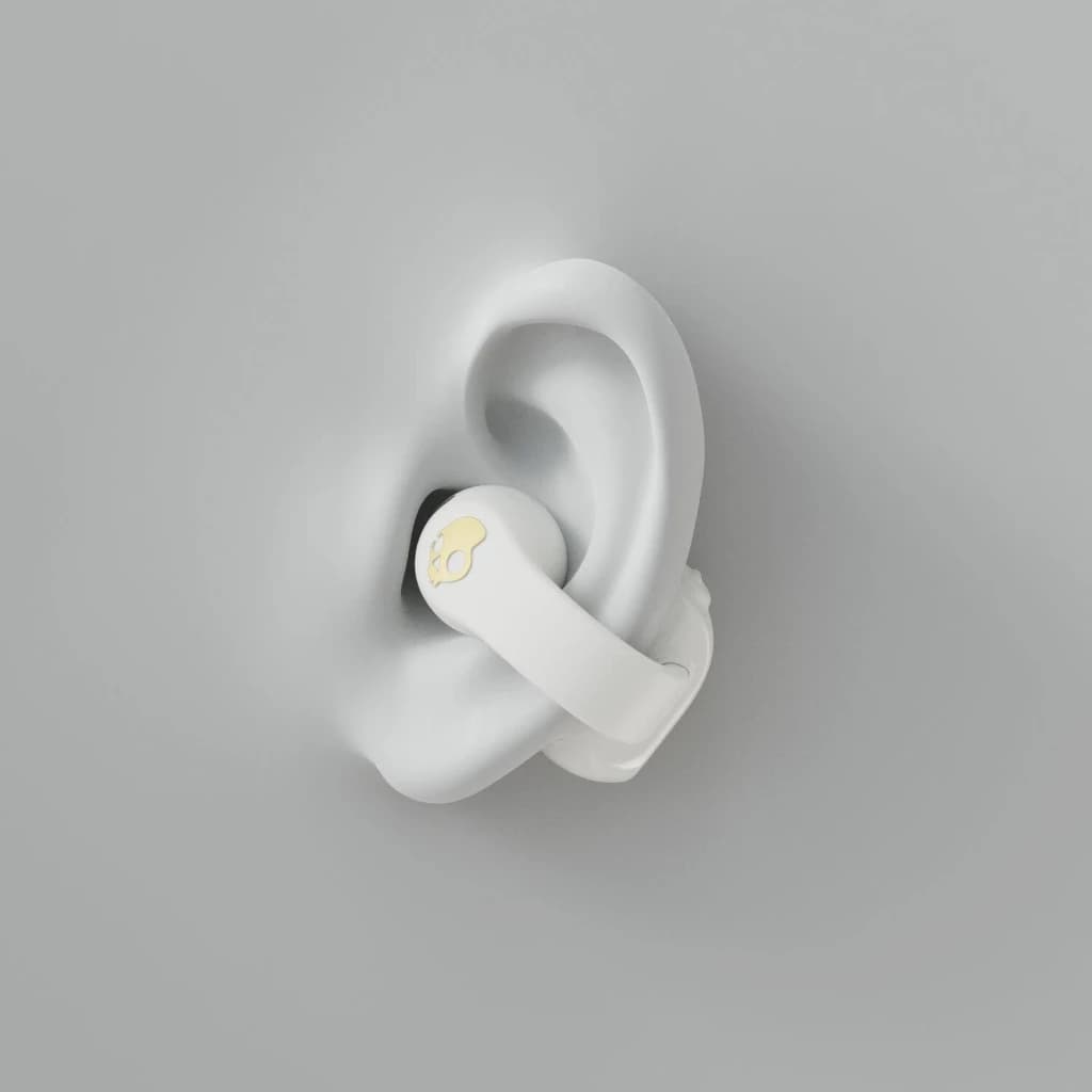 Écouteurs open-ear Skullcandy Push 720 Open Bluetooth 5.3 24h avec étui IP67 Bone/Or - écouteur droit sur oreille