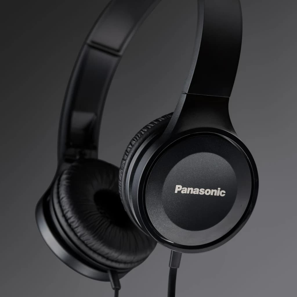 Auscultadores Panasonic Banda Cabo Jack 3,5mm Preto RP-HF100ME - logótipo Panasonic na cápsula e almofada