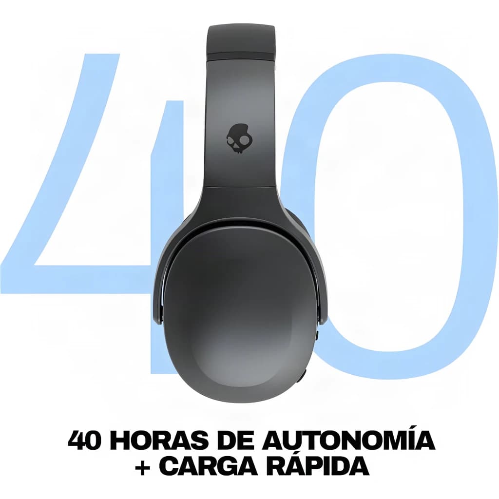 Casque Skullcandy Crusher 540 Active Supra-Aural Bluetooth 5.0 40h Noir/Gris - oreillette gauche avec logo