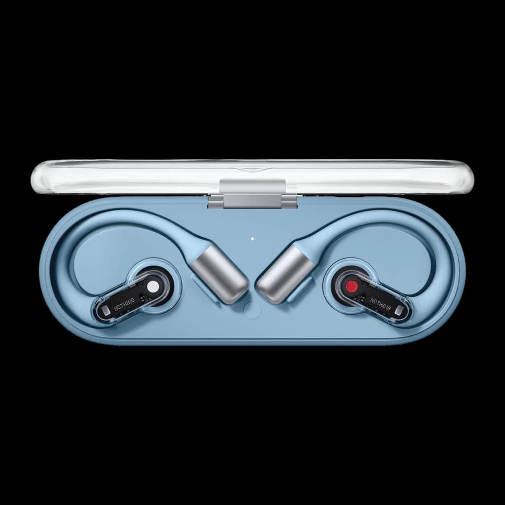 Auriculares Nothing Ear (open) Open-Ear Bluetooth 5.3 30h (com estojo) Azul - estojo aberto com ambos os