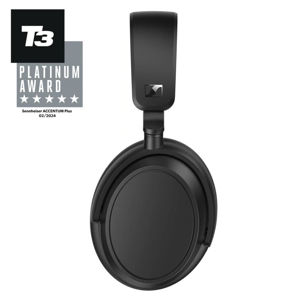 Casque Sennheiser Accentum Plus Réduction de Bruit Arceau Bluetooth 5.2 Noir - coque ovale noire avec logo