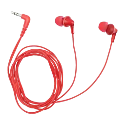 Auriculares Panasonic In-Ear Jack 3,5mm Vermelho RP-HJE125 - cabo enrolado, dois auriculares e conector jack