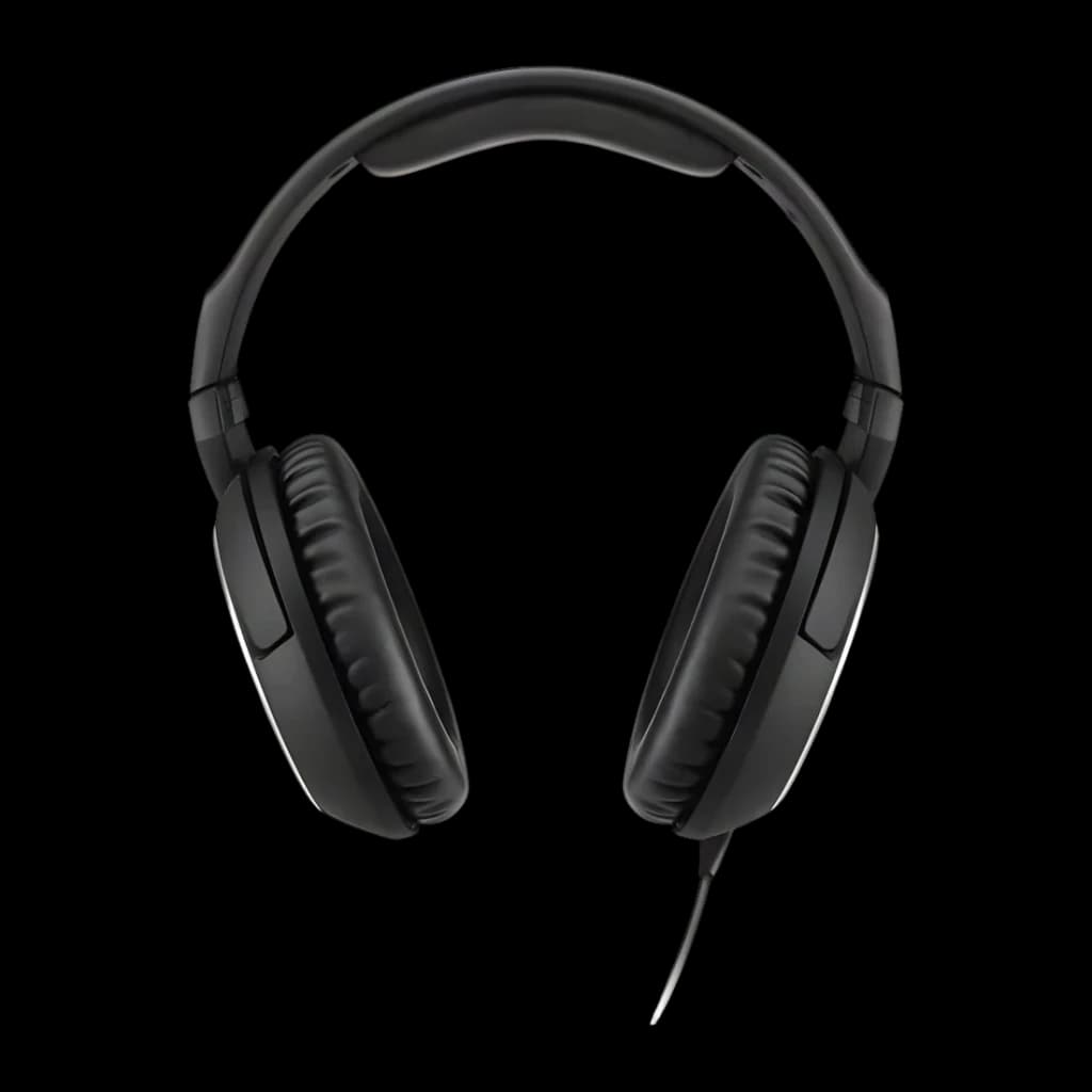 Casque audio Sennheiser HD 471G Jack 3,5 mm Noir - coussinets rembourrés et câble visible sur fond sombre