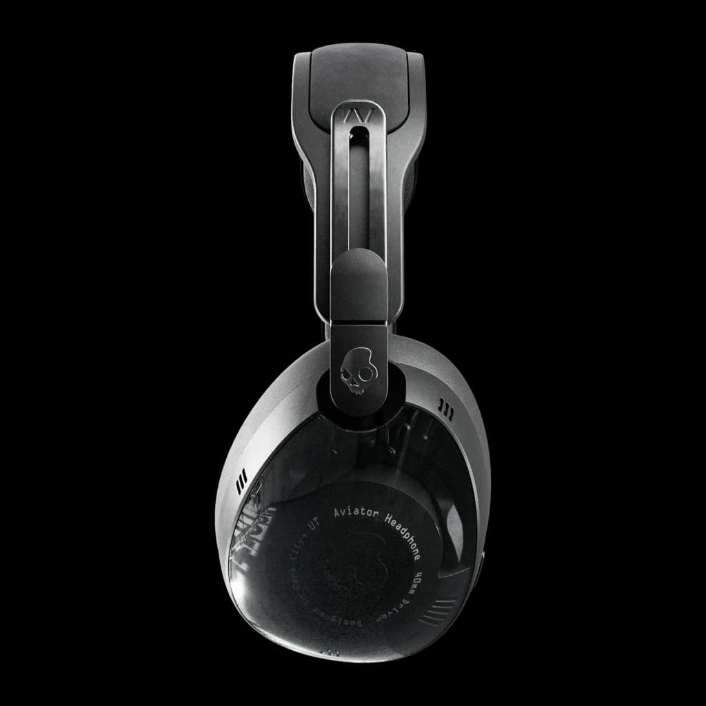 Casque Skullcandy Aviator 900 ANC Réduction de Bruit Arceau Bluetooth 5.3 Noir - oreillette gauche avec logo
