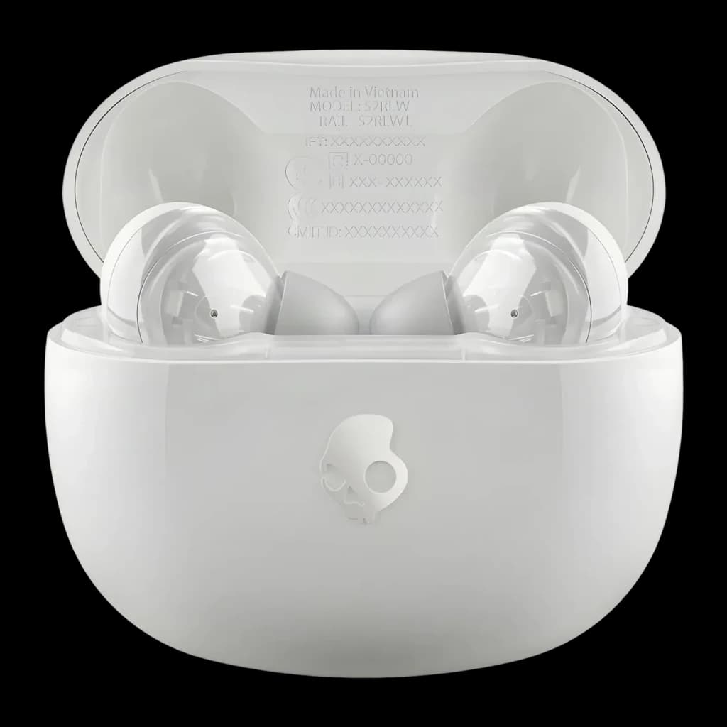 Écouteurs Skullcandy Rail ANC True Wireless Réduction de Bruit TWS Blanc - écouteurs à l'intérieur et logo